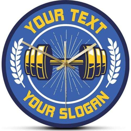 Personalized Fitness Gym Center Name Wall Clock Watch Clocks Weightlifting Custom Text Free Shipping Horologe Silent Movement