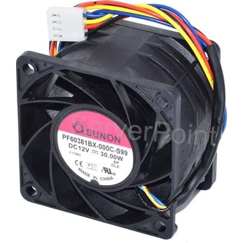 Genuine New PF60381BX-000C-S99 DC12V 30W 60*60*38mm Four Wires Square Dissipation Fan