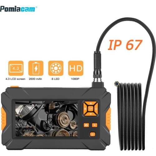 1080P Industrial Endoscope 4.3 inch LCD Borescope Videoscope with 8mm camera Inspection Camera Handheld Endoscope