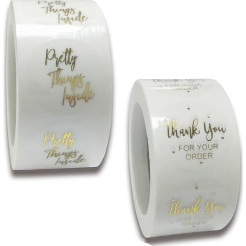 500pcs Transparent Gold Stamp Thank You For Your Order Stickers Pretty Things Inside Business Seal Label Tag Scrapbook Decor