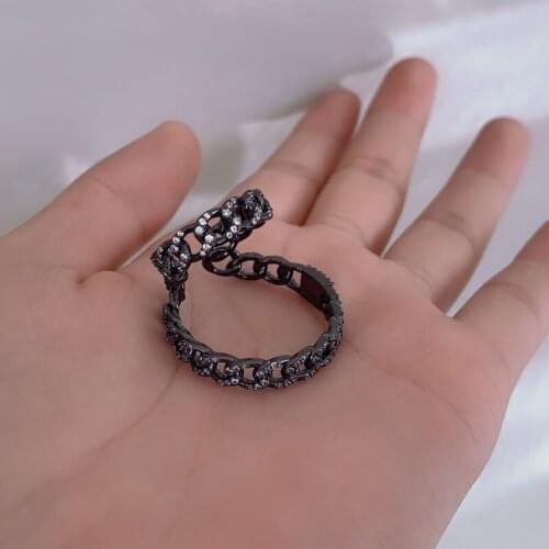 Brand 1:11pc Ear Cuff Dark Black Grey Double Hoop Chain Sliding Ear Cuff Zirconia Clip Earring for Women Fashion Jewelry