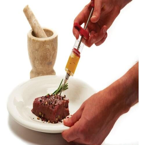 BBQ Meat Syringe Marinade Injector Turkey Flavor Syringe Stainless Steel Meat Marinade Injector Kithen Sauce Marinade Syringe