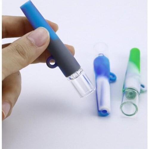 Silicone Pipe Glass Tobacco Pipe Handy Smoking Pipe Herb Cigarette Pipe