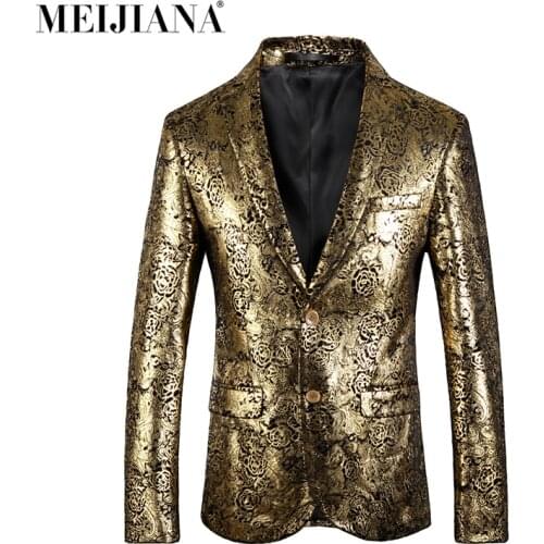 Tuxedo Wedding Blazer Costume Performance Homme Suit Party Fit Gold Slim 2018 Suits Prom Men MEIJIANA