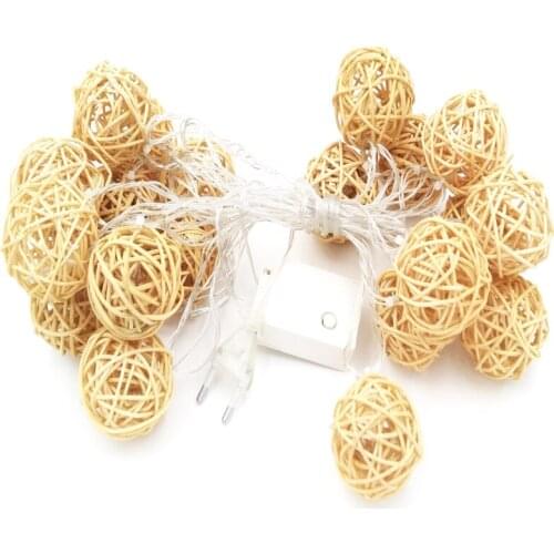 5m 20 rattan Ball Led string christmas tree lights Wedding Holiday Party garland Home curtain decoration fairy light 110V 220V