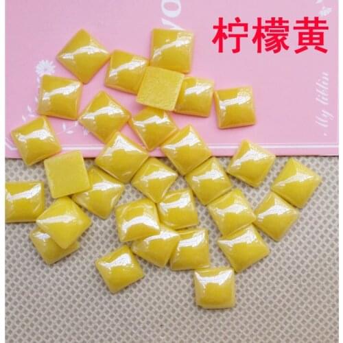 Fresh! Lemon yellow Square shape Ceramics flat back Rhinestones DIY mobile phone shell and Watch Decoration 30pcs/pack