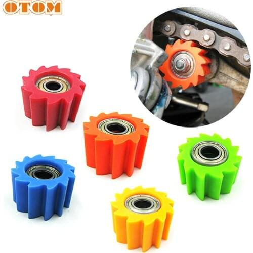 OTOM Motorcycle Universal M8/M10 Guide Serrated Chain Rollers Multicolor Tensioner Pulley Wheel Motocross Bearing Accessories