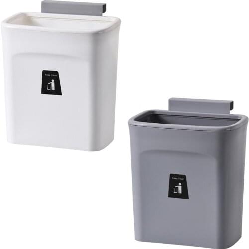 Large Capacity Kitchen Trash Can Cabinet Storage Style Hanging Ash-bin Practical Durable Trash Basket With Lid Space Saving