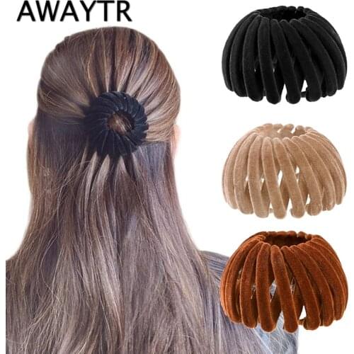 AWAYTR The Velvet Nest Hair Ring Hair Clips High Horsetail Artifact Fixed Meatball Head Hair Accessories Fashion New Headwear