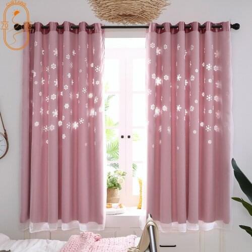 New Snowflake Hollowing Curtains for Living Room Bathroom Out Window Short Curtain Modern Polyester Fiber