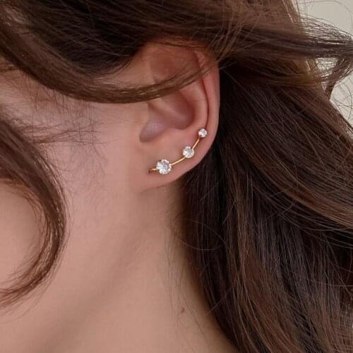 Light Zircon Beads Earrings For Women White Black Zirconia Piercing Ear Jewelries Elegant Korean Ladies Earring Gift