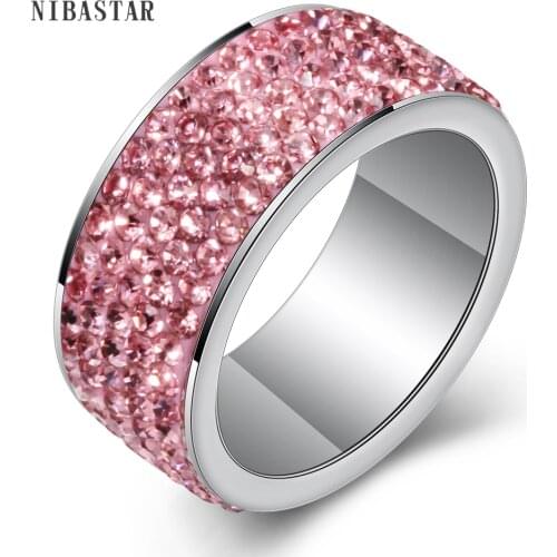 New & Fashion Women Silver Plated Rose Pink Crystal Bridal Engagement Ring Size 5.5,6,6.5,7,8,9