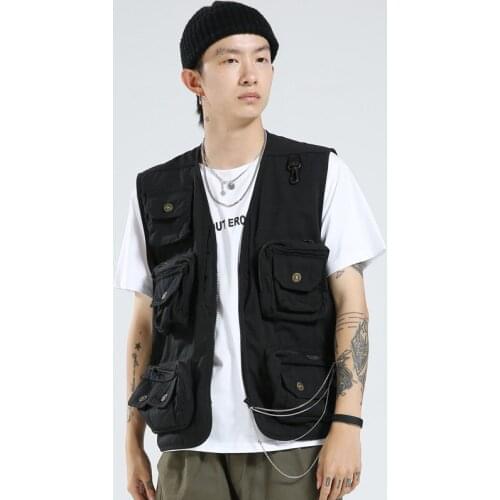 Mens Cotton Vest Multi-pockets Functional Military Waistcoat Womens Hiking Fishing Cargo Sleeveless Jackets