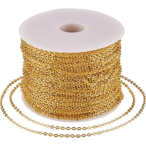 100m/Roll 3x2x0.6mm Oval Iron Cross Chains Necklace Come On Reel for DIY Earring Necklace Jewelry Making Decoration