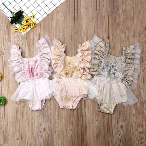2020 Summer Infant Baby Girls Clothing Girl Baby Rompers Lace Floral Ruffle Summer Lovely Casual Jumpsuits 0-24M