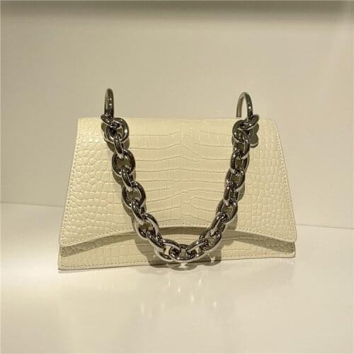 2021 New Style Cowhide Crocodile Pattern Big Chain One-shoulder Messenger Bag Fashion Street Style