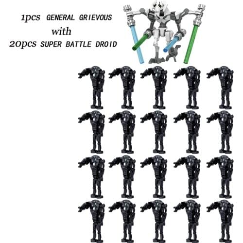 21PCS Grievous with Super Battle Droids Building Blocks Bricks General Star Action Figure Wars Toys Kids