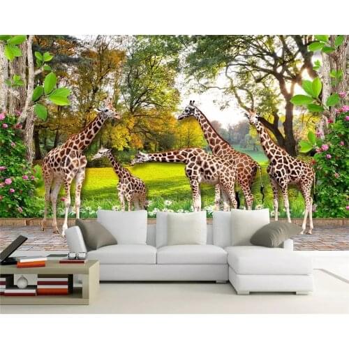 Beibehang Custom Modern 3d Wallpaper Animal World Giraffe Home and Forest Children Stereo 3D Background wall papers home decor