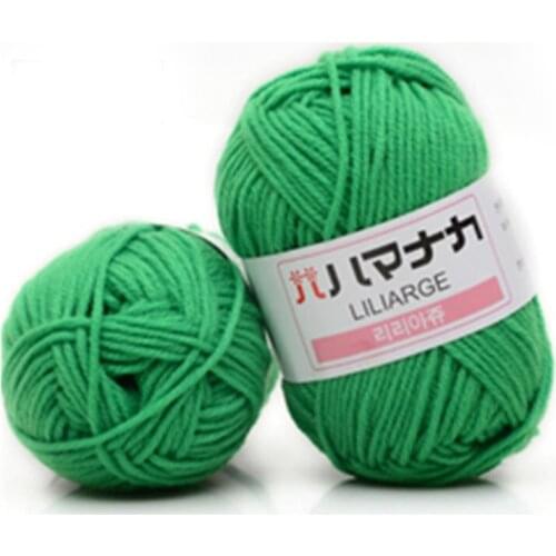 Green 4 Shares Combed Milk Cotton Yarn Comfortable Wool Blended Yarn Apparel Sewing Yarn Hand Knitting Scarf Hat Yarn