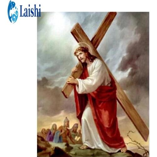 5D DIY Full Round Drill Diamond Painting Jesus Cross Stitch Kit Embroidery Craft Rhinestones Mosaic Art Wall Sticker Decor