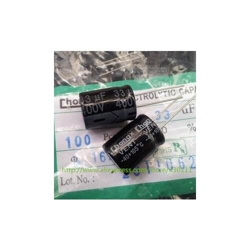 Free shipping 100pcs 400V 33UF 16*22mm 16MM*21MM electrolytic capacitor 33UF 400V NEW 16*22