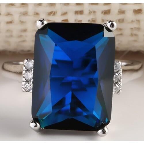 Large Square BlueRed Stone Engagement Ring Charming Cubic Zirconia Wedding Jewelry Rings For Women Z3K024