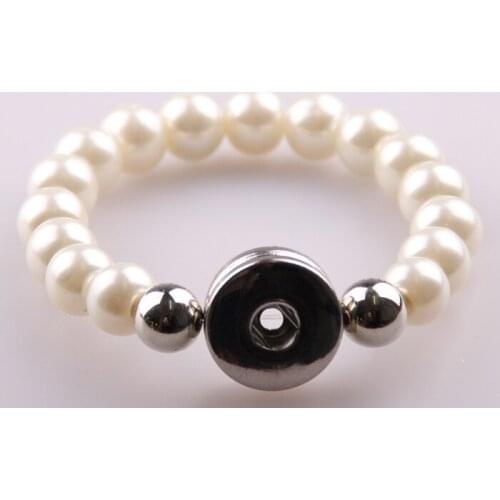 Free shipping new arrive 10mm beige pearl beads Bracelets Fashion pearls metal button Bracelet for 1.8-2cm