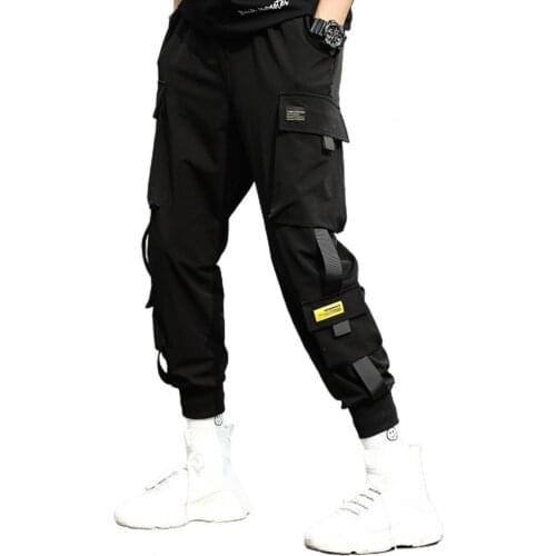 Men Pants 2021 Casual Elastic Waistband Ankle Tied Pockets Cargo Pants Drawstring Trousers Casual Pants Mens Clothing штаны