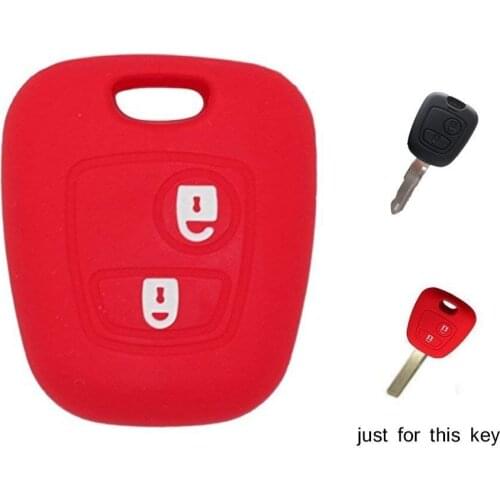 MuchkeyCar Key Cover Car Key Case For Peugeot Citroen Blank Remote Key Protection Case Silicone 3 Button Red 1Pc