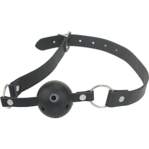 Black BDSM Mouth Ball Gag PU Leather Mouth Gag Oral Fixation Stuffed Adult Games Flirting Sex Toys for women men Adult Products