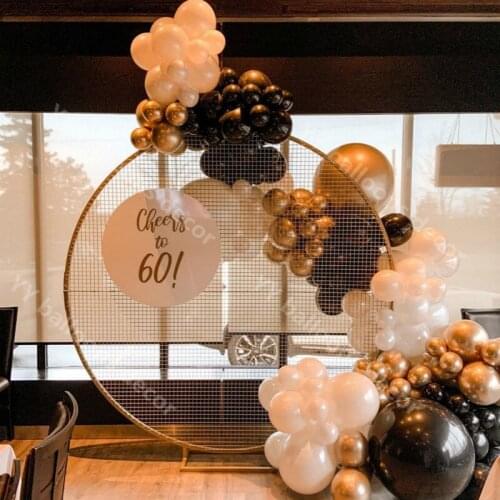 DIY 143pcs White Black Balloon Garland Arch Kit Wedding Birthday Party Decor Adult Metal Gold Retirement Decoration Background