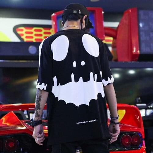 Hip Hop Demon Print T Shirt Bermuda Masculina T-Shirt Streetwear Harajuku Tshirt Oversized Summer Short Masculino Tops Tees