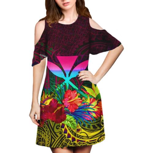 HYCOOL Polynesian Short Sleeve Flower Printed women Dress Elegant High Waist Spring Vestidos 2021 Female Floral Maxi Dresses
