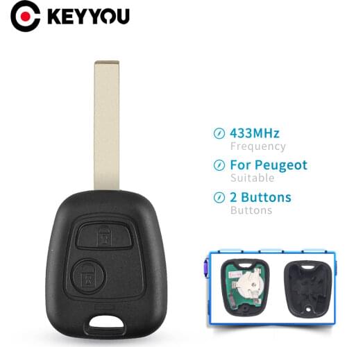 KEYYOU Remote Control Car Key 433MHz ID46 Chip For Peugeot 106 206 306 307 107 207 407 Partner HU83 Blade 2 Button Key Fob
