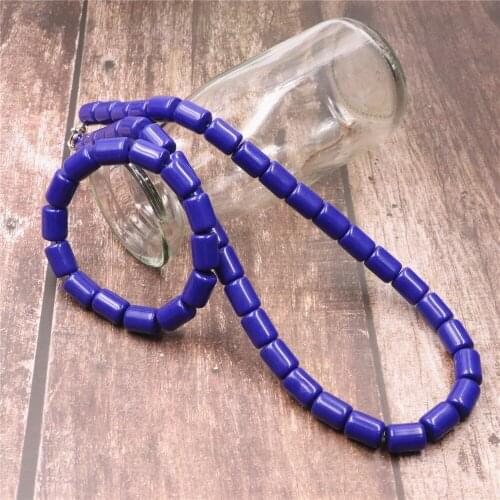 Casual/Sporty Hot Blue 13x18mm Cylindrical Shape Faux Resin Ambers Beeswax Set Necklace Bracelet Gift Synthesis Jewelry M455