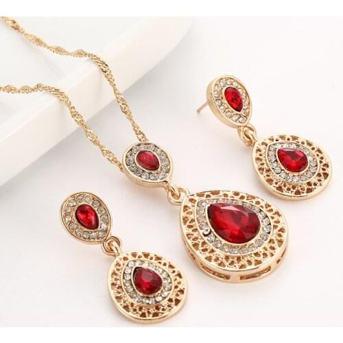 Crystal Drop Necklace Earrings Set New Halloween Trendy Wedding 2020 Birthday Party Gift Women Jewelry Sets Wholesale