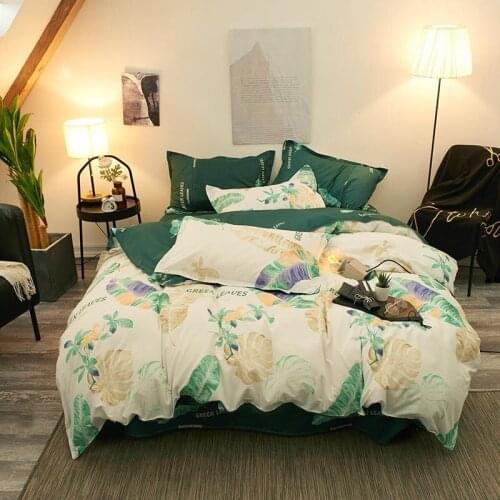 Tropical Leaf Bedding Set Single Queen King Size Duvet Cover Set Quilt/Blanket Cover Set,Bedclothes Nordic eucalyptus leaves
