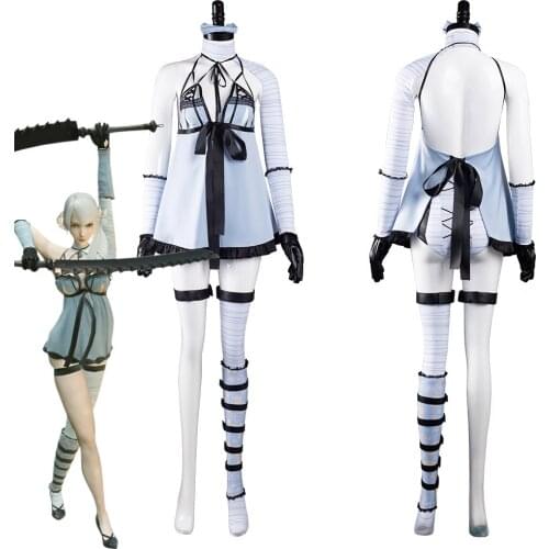 NieR Yorha 2B Cosplay Kaine Backless Dress Suit Outfits Halloween Carnival V-Neck Pajamas for Femail Girl