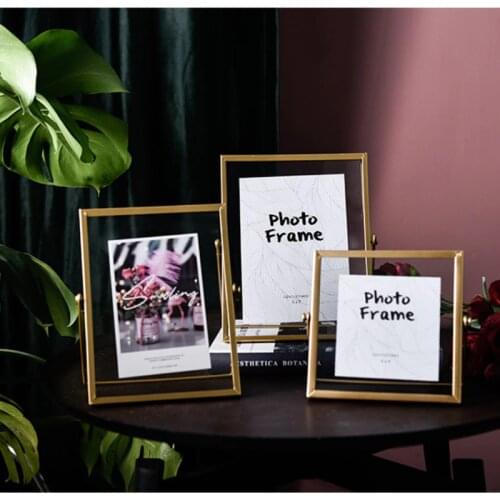 Wrought Iron Geometric Photo Frame Set Up Nordic Wind Photo Metal Glass Bracket Home Personality Creative Decoration Ornaments