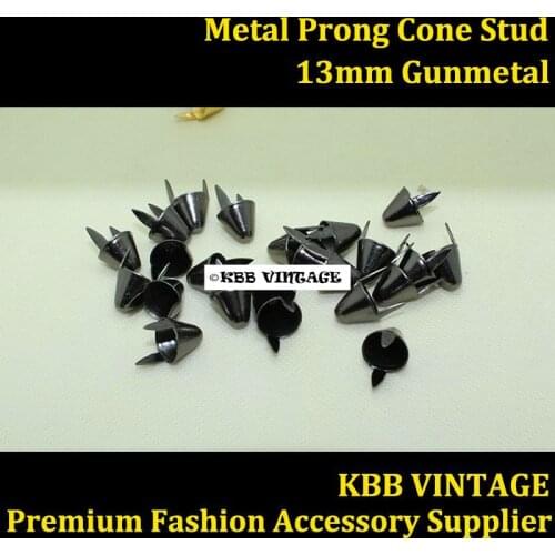 Metal Round Cone Stud 13mm in Gunmetal with 2 Prongs for Leather Craft/Bag/Shoe/Clothing/Cap/Jacket