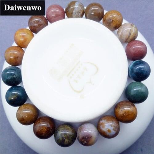 Fashion Natural Stone Ocean Agate Round Beads Bracelet Charms Wholesale