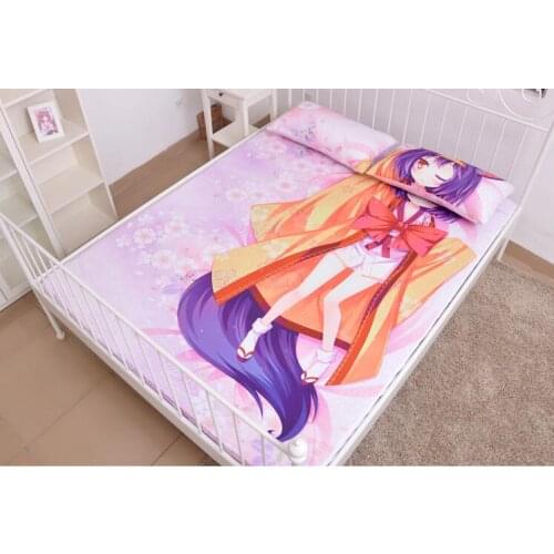 Anime Cartoon No Game No Life Milk Silk Mattress Cover Fitted Sheet Fitted cover bedspread counterpane