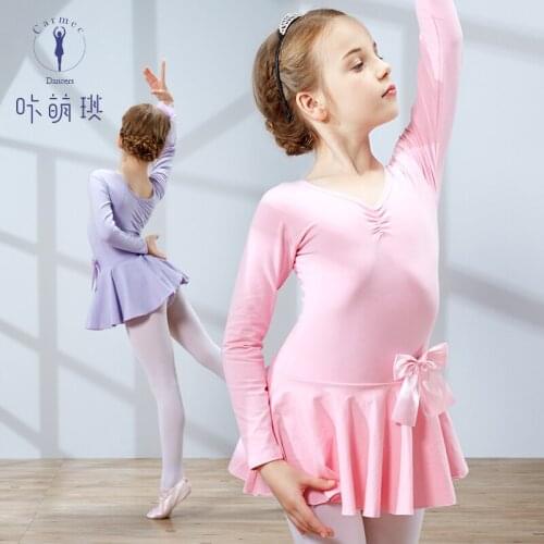 Kids New Dance Costumes Children Dancing Dress Long Sleeve Girls Ballet Skirts Practice Dancing Costume Winter Costume B-6278