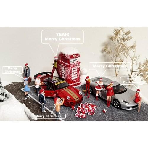 New Product 1:64 Scale Silicone Christmas Hat Character Model Christmas Modified Toy