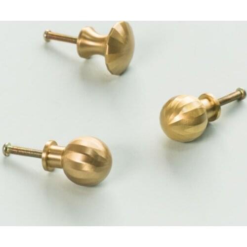 Solid Brass Cabinet Handles Drawer Pulls Wardrobe Knobs Gold Ripple Style Furniture Handle for Kitchen Bedroom