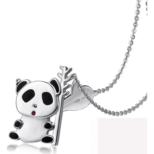 2018 Fashion Cute Panda Necklace For Women Girl Authentic 100% 925 Sterling Silver Hot Sale Pendant Necklace Fine Jewels Gift