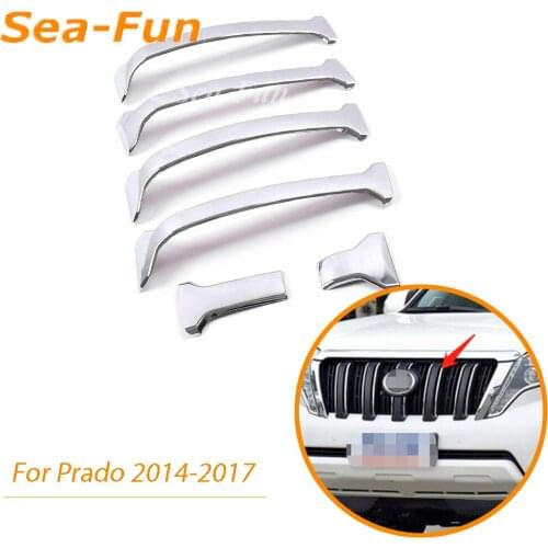 For Toyota Land Cruiser 150 Prado LC150 FJ150 2014 2015 2016 2017 Front Grille Bumper Protector Trims Cover Chrome Accessories