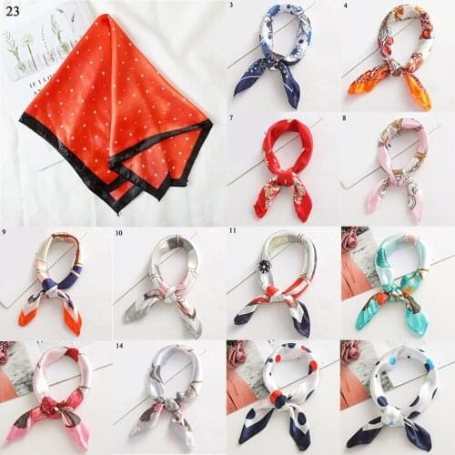 Square Silk Scarf Women 2020 Fashion Print Small Neck Scarfs Office Lady Hair Band Foulard Hand Kerchief Female Bandana Shawl