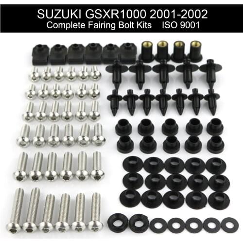 Fit For Suzuki GSXR1000 GSX-R1000 2001 2002 GSXR 1000 Motorcycle Complete Full Fairing Bolts Kit Fairing Clipss Stainless Steel