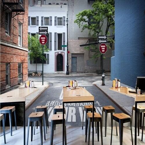 Drop Shipping Custom Photo Wallpaper Custom Street Milk Coffee Shop Lounge Bar Background Wallpaper Living Room Restaurant Mural